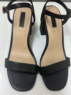 Forever 21 Black Ankle-Strap Block Heel Sandals